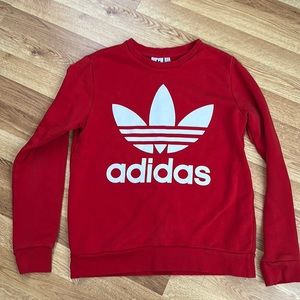 Red Adidas crew neck sweatshirt